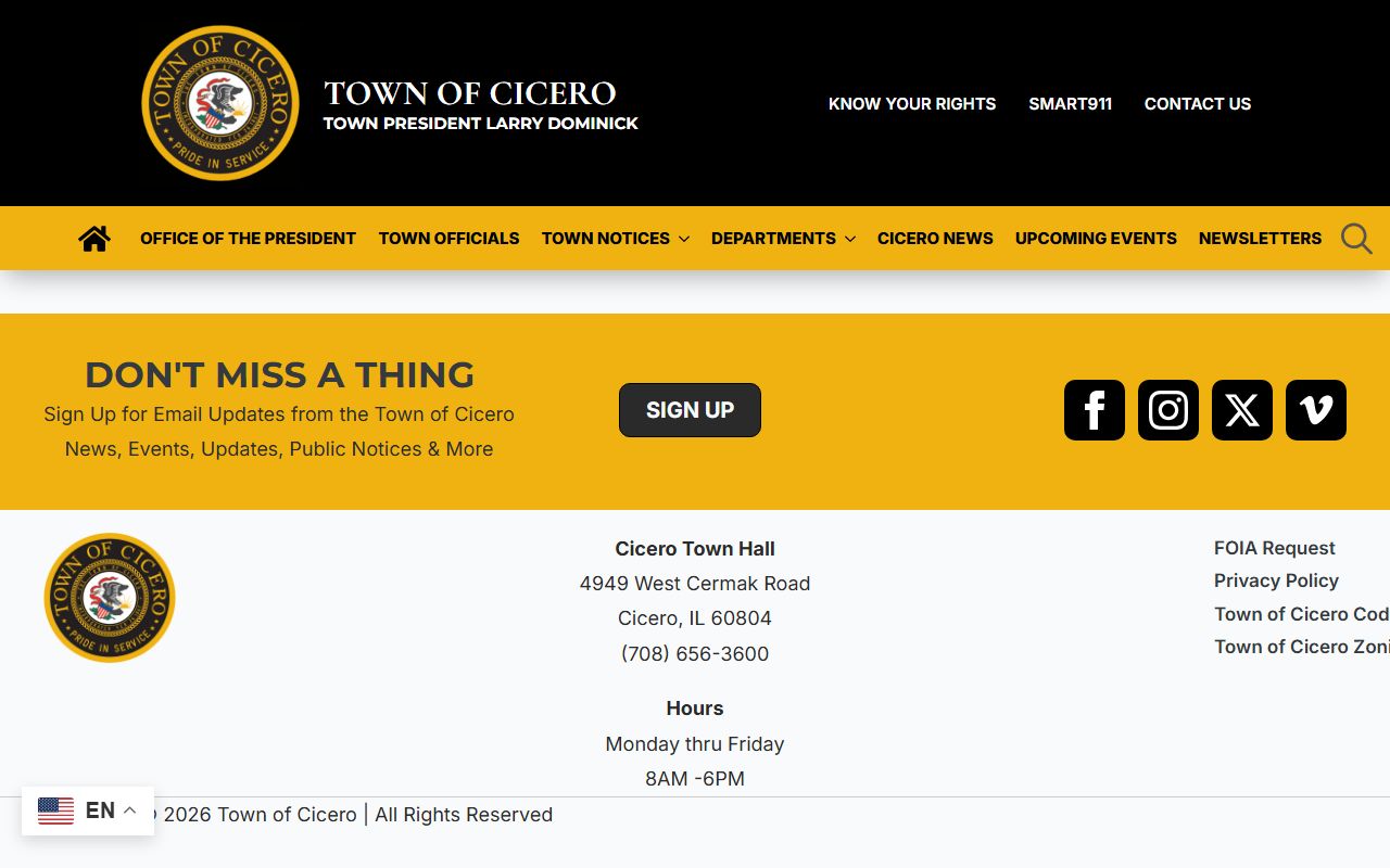 Cicero Police Department page for Cicero booking reports
