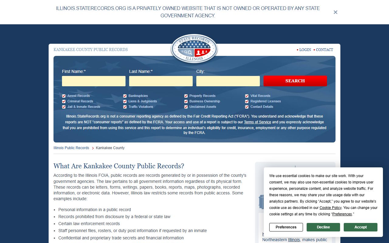 Kankakee County Sheriff booking reports and jail roster