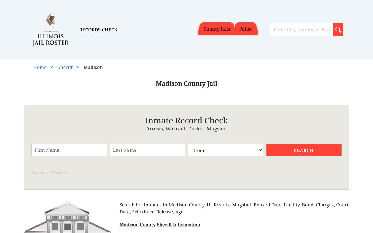 Madison County Sheriff booking reports and jail records in Edwardsville Illinois