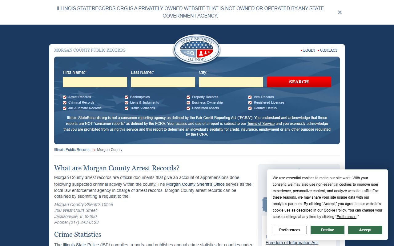 Morgan County Sheriff booking reports and jail roster search